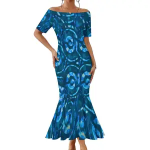 New Fashion For 2024 Plus Size Dress Island Tribal Elegant Casual Mermaid Dress Tie-dye Polynesian Samoan Tribal Dress