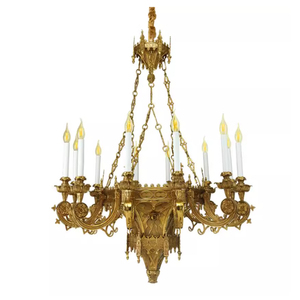 Cuivre Obélisque Base Lustre Lumières Décoration Villa Salon Suspendu Lumière Hall Sacrificiel Autel Pendentif Lampe - Product Image 2