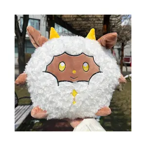Factory Energetic Sheep With Two Horns Wholesale Plushies Game Gift For Boy Golden Eyes Plush Sheep Toys Stuffed Animal Peluches