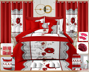 30-Piece Bedding Set Soft Fabric Printed Bedsheet Set Modern <strong>King</strong> 30pcs Quilted <strong>Bedspread</strong> with Curtains Living Room Wholesale - Product Image 6