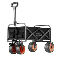 Carrito de Camping Plegable con Asistencia Eléctrica y Puerta Trasera, Carro de Playa Portátil de Gran Capacidad de 100L, Carrito Utilitario Multifuncional