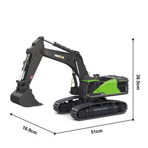Excavatrice <span class=keywords><strong>RC</strong></span> LEHOO <span class=keywords><strong>Huina</strong></span> <span class=keywords><strong>1593</strong></span> 1/14 22CH avec construction métallique, télécommande contrôlée par application, utilisation intérieure-extérieure pour enfants - Product Image 2