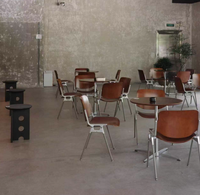 Ensemble de salle à manger rétro de style mi-siècle moderne pour restauration rapide, tables et chaises de café de qualité commerciale, sièges de style scolaire vintage pour restaurant