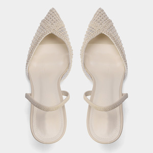 Nuovi Sandali Estivi da Donna con Tomaia in Rete, Suola in Gomma, <span class=keywords><strong>Beige</strong></span> Chiaro, Punta Aperta Intrecciata, Tacco Alto a Spillo, Traforati - Product Image 4