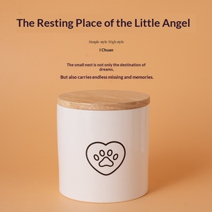 Hazır El Yapımı Seramik Evcil Hayvan Anıt Urnları Kedi Köpek Cenazeleri için Dekoratif Tasarımlı Mühürlü Küllük - Product Image 2