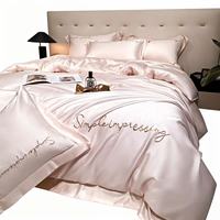 Parure de lit en Lyocell Classe A 200S, style moderne et minimaliste, toucher frais et soyeux, broderie argentée, lavable en machine