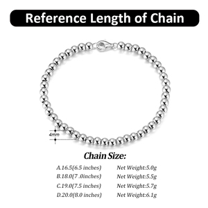 RINNTIN SB103 <span class=keywords><strong>bracciale</strong></span> in <span class=keywords><strong>argento</strong></span> Sterling 925 gioielli per il corpo 4mm 6mm <span class=keywords><strong>bracciale</strong></span> a catena con perline a sfera per donna - Product Image 2