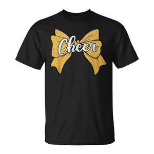 Camiseta deportiva amarilla Cheer Bow para mujeres y niñas - Product Image 1