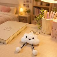 Adorable Pendentif Sac en Peluche Rempli de Coton, Mignon Nuage Souriant avec Porte-clés, Décoration Suspendue Douce pour Filles