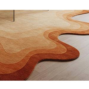 Alfombra de Forma Irregular Hecha a Mano |   Alfombra Retro para Sala de Estar con Diseño de Amoeba en Degradado de Atardecer, Decoración para el Hogar, Precio de Fábrica - Product Image 6