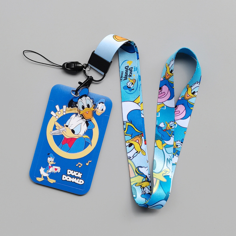 Lanyards Lovely Cartoon Donald Duck Card Holder Plastic Anti-Lost Student Bus ID Name Badge Card Case Lanyard Accessories Custom Image 5