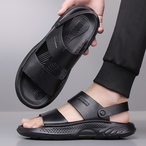 Sandalias Casuales para Hombre, Diseño Sólido, Punta Abierta, Parte Superior de PU, Suela de EVA Antideslizante, para Playa y Verano - Product Image 2