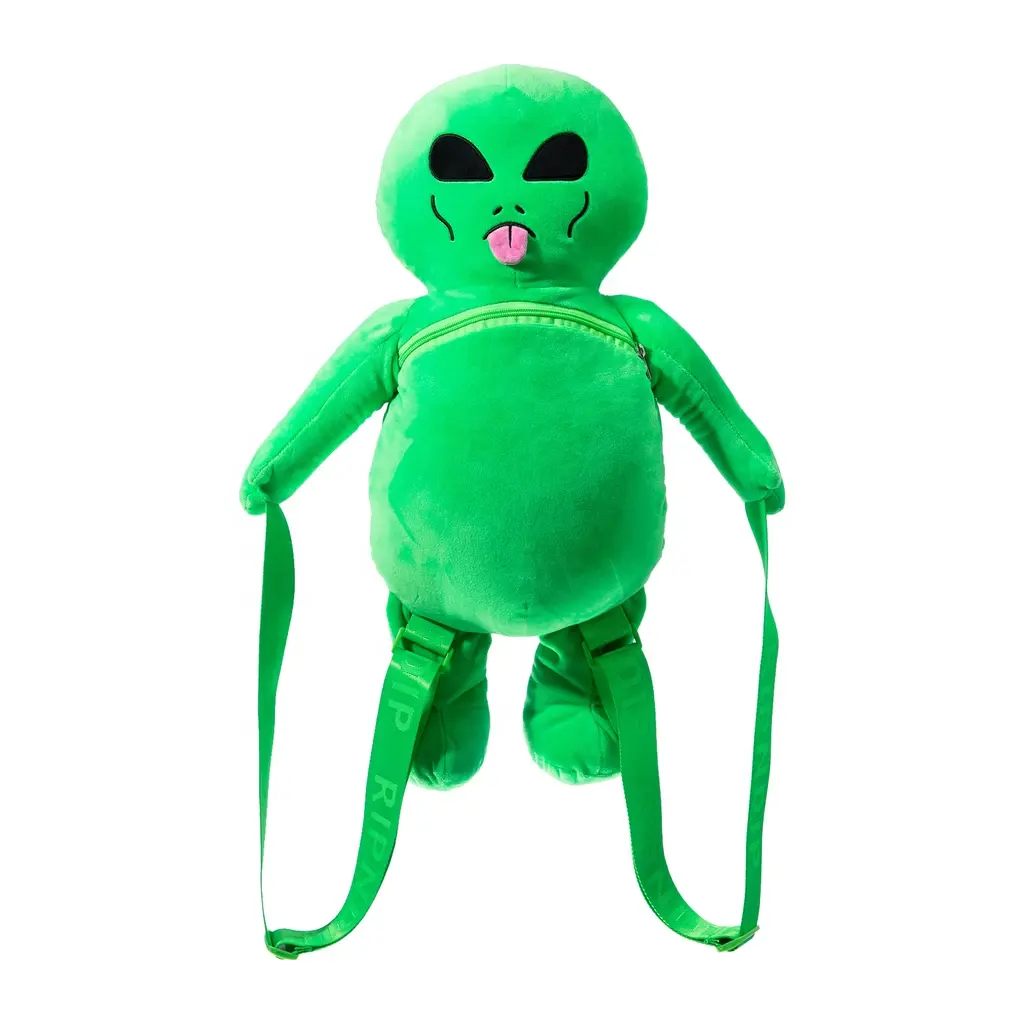 Custom Popular Cute Lifelike Soft Plush Green Cute Stuffed Alien Backpack Factory