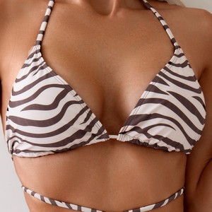 Sexy 2025 mujeres Sexy verano traje de baño Sexsi <span class=keywords><strong>Bikini</strong></span> rayas estampado dos piezas traje de baño para mujer - Product Image 5