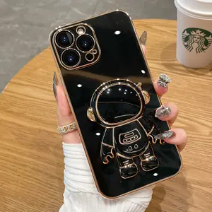 For iPhone 11 12 13 14 15 pro max Cover With Phone Holder Stand Astronaut Phone Case For iPhone Cases Accessories