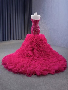 Nuovo arrivo abito da sposa rosso con perline abito da sposa di lusso abito da sposa rosso personalizzato colore rosso - Product Image 5