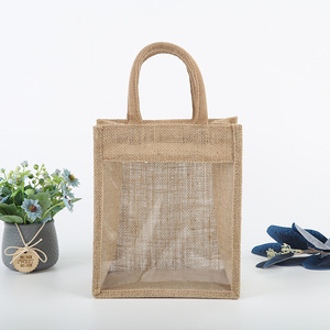 Meilleures ventes Fabrication en vrac Tissu organique Hello Weekend Imprimé, Sac de plage en jute noir Taille Sacs en jute pour le shopping/ - Product Image 2