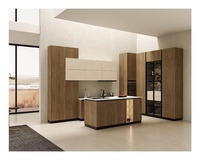 Armoire de cuisine murale de luxe en bois stratifié avec rangement en verre intelligent