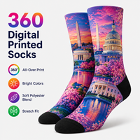Chaussettes imprimées numériquement à 360°, design de personnes célèbres du monde, imprimé intégral, chaussettes mi-mollet en polyester doux, sublimation, fournisseur OEM en gros