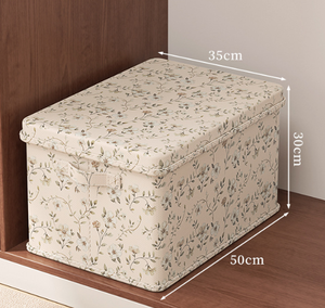 Boîte de rangement en tissu pour la maison avec couvercle, boîte de rangement de grande capacité pour armoire, boîte de rangement pliable pour vêtements pour dortoir - Product Image 2