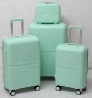Juego de Maletas de Viaje Vibrantes, Maletas Rígidas de 4 Piezas, Bonitas Maletas con Ruedas Giratorias, Estuche de Cosméticos Combinado