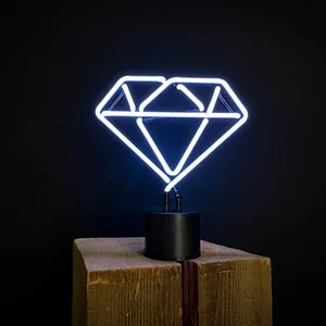 Letrero de neón con diamantes para mesa, luz de escritorio