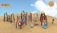 Système de parc d'aventure multi-activités avec toboggan extérieur robuste en PE/plastique/métal 780x830x480cm pour entraînement en extérieur