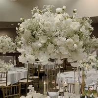 Super Grande Boule de Fleurs de 100 cm, Centre de Table Personnalisé, Rose Blanche et Hortensia, Composition en Soie Éclatante, Décoration pour Mariage, Anniversaire, Événement