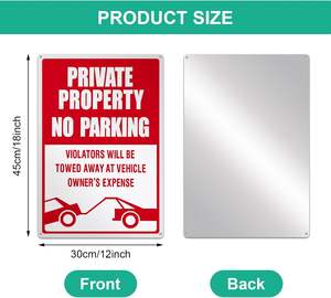 لافتة ممنوع وقوف السيارات للأراضي الخاصة وفقًا للمعايير الأمريكية - تحذير من السحب في حالة التجاوز، لافتة مرورية عاكسة - Product Image 2