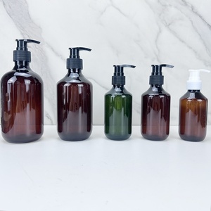 Bouteille de shampooing en plastique PET transparente ambrée verte personnalisée de 100 ml, 200 ml, 300 ml, 400 ml, 500 ml, bouteille d'huile capillaire avec pompe à lotion - Product Image 2