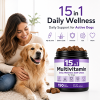 Suplemento Masticable Multivitamínico para Perros Sin Granos OEM con MSM, Biotina y Zinc para un Pelaje Brillante y Equilibrio Digestivo, Todo en Uno, 150 Unidades