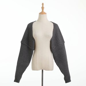 Suéter corto de punto para mujer, cárdigan de manga de murciélago a la moda, talla única - Product Image 4