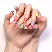 Uñas Postizas con Diseño 3D, Punta Francesa, Largas, Cobertura Completa, 10 Piezas, Venta al Por Mayor, Resistentes y Duraderas, Directo de Fábrica