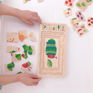 Montessori đa-hai lớp động vật đói Sâu Bướm và cơ thể con người tăng trưởng hoạt động câu đố cho trẻ em hoặc trẻ mới biết đi - Product Image 3