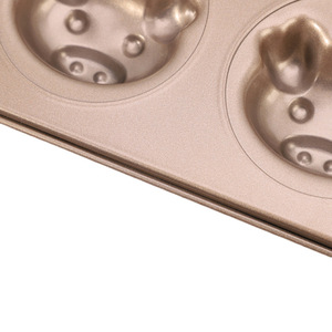 Molde antiadherente para hornear DIY, molde para pastel de donuts con diseño de cerdo de 12 cavidades, color dorado, para hornear en casa - Product Image 4