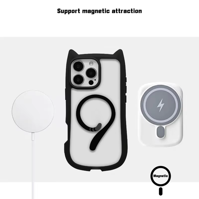 2025 Magnetic New Cat Ears Cartoon 3D Anime Phone Covers for iPhone 16 15 14 13 12 11 Pro Max Mini Plus Case Lightweight Cases