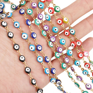 Chaîne Œil Turc en Acier Inoxydable avec Gouttes Émaillées, Apprêts de Bijoux pour Bricolage, Chaîne Colorée Bobine de 50M, Printemps 2024, Origine Yiwu - Product Image 3