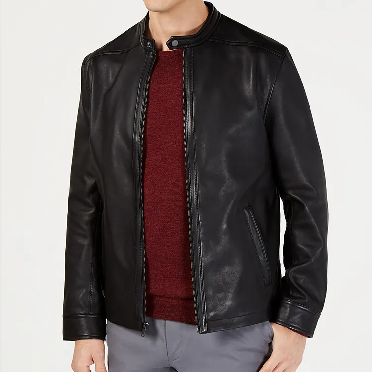 Jaqueta de couro personalizada masculina, alta qualidade