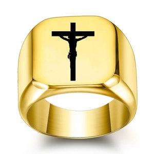 Cross <b>Ring</b> 18MM Stainless Steel 304 Unisex Fashion Minimalist Gift Jewelry - Product Image 1