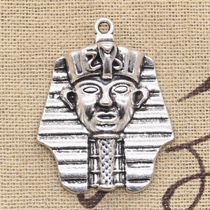 Ciondoli re egiziano Tutankhamen 36x28mm pendenti Color argento antico che fanno fai da te a mano tibetana che trovano gioielli - Product Image 4