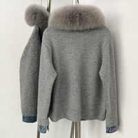 Jxwatcher – Nouveau poncho vintage en tricot avec col en vraie fourrure et bordure en jean, cardigan chaud et doux pour femme, pull à manches longues