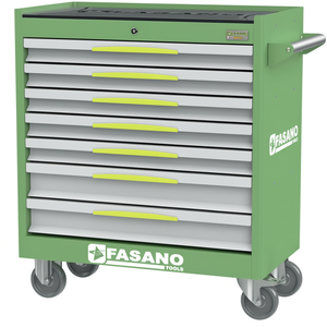 Armoire à outils roulante Fasano Tools à 7 tiroirs, verte, avec roulettes, pour le rangement en atelier - Product Image 2
