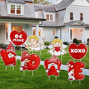 Letreros Decorativos para Jardín del Día de San Valentín con Gnomos y Diseño de Corazón de Cupido, Material PP, Tamaño y Color Personalizables - Product Image 6