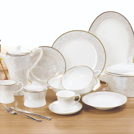 Elegante Bone China Diner Sets Serviesgoed Luxe Nieuw Design Porselein 61 Stuks Keramische Porselein Servies Diner Set