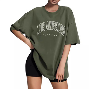 T-shirt publicitaire à col rond en coton imprimé à manches courtes pour femme, style streetwear, pour le commerce transfrontalier Europe-Amérique - Product Image 3
