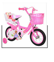Vélo pour enfant fille 12'' à cadre en acier, monovitesse, selle réglable, panier en plastique, avec roues d'apprentissage - Fournisseur chinois