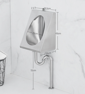 <span class=keywords><strong>Urinoir</strong></span> mural en acier inoxydable 304, équipement de toilettes commerciales, anti-odeur, siphon en S, moderne, noir et argent, pour bars et KTV - Product Image 6