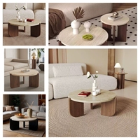 Table basse minimaliste de style traditionnel, durable, avec plateau en dalle de pierre, petite table d'appoint pour salons, appartements, locations de vacances