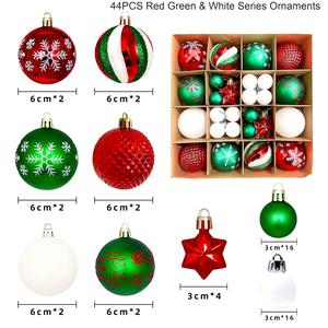 Ornements de Noël festifs rouges, verts et blancs, boules de Noël classiques, décorations suspendues pour hôtel, restaurant, arbre de Noël - Product Image 1