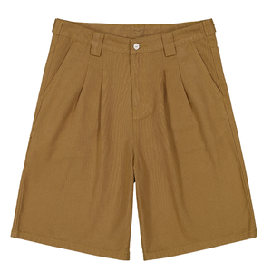 Men's High Waist Corduroy Bermuda Shorts Solid Color Casual Style Button Fly Pockets Woven Fabric - Product Image 1